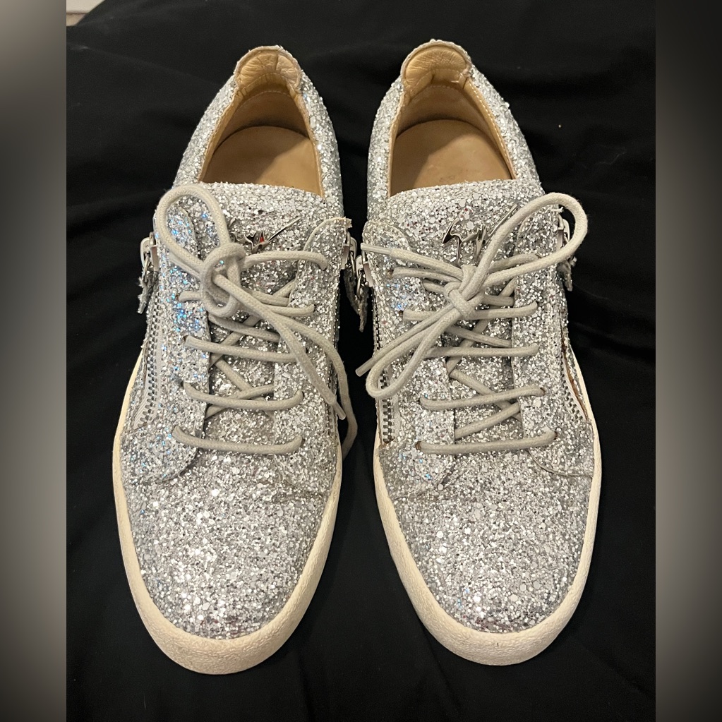 Giuseppe Zanotti Silver Glitter Trainers Sneakers 39 Us 8